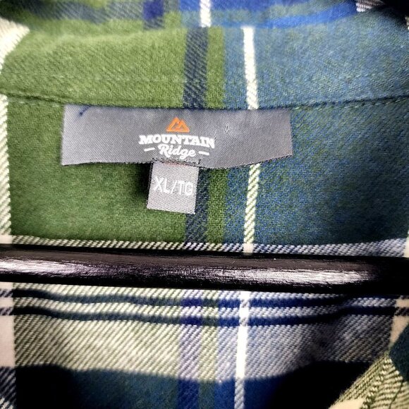 Mountain Ridge Men's Super Soft Flannel Shirt Green & Blue Plaid Size XL - Picture 3 of 10